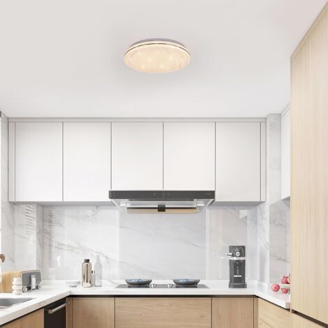 GOECO Plafón LED Redonda Moderna, 24W 2700LM Luz Blanca Neutra 4000K, Lámpara de Techo Diseño con Efecto de Estrellas para Dormitorio Infantil Cocina Pasillo Baño (L33 x W33 x H5 cm) -