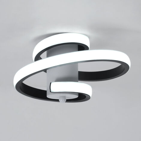 GOECO Lámpara de Techo Moderna, 18W Plafón LED Moderno, Lámpara de Techo de Diseño Línea Espiral, Iluminación de techo para Salón Dormitorio Cocina Sala de Estar Pasillo Comedor, 220V, Luz Blanco Frío