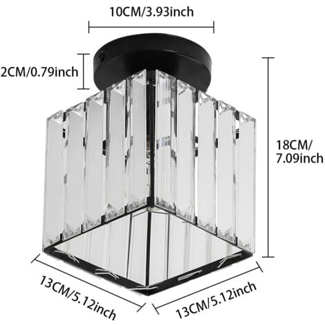 GOECO Mini Lámpara de Techo de Cristal, Lámpara de Araña de Cristal Moderna, Luz de Techo LED para Pasillo, Entrada, Restaurante, Bar, E27 (Negro)