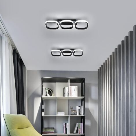 GOECO Plafones LED Moderna, Negro 32W 3900LM Luz Blanca Fría 6500K, Diseño Creativo de Tres Cuadrado Paralelas en Aluminio para Sala Dormitorio Cocina Baño (53 x 17 x 8cm) -
