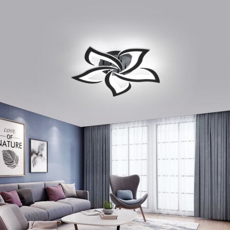 GOECO Plafón LED Regulable, 40W 3500LM Lámpara de Techo Moderna con Control Remoto, Diseño Creativo de Pétalos, Plafón de Acrílico para Salón, Dormitorio, Comedor, Φ60cm Negro