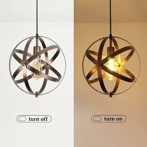 GOECO Lámpara de Suspensión Vintage, Lámpara de Techo Retro, Iluminación Industrial de Techo para restaurante, bar, comedor, luminaria diámetro 30cm E27
