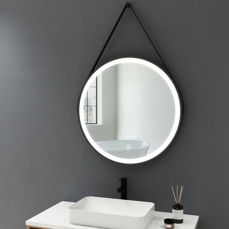 Miroir simple de salle de bain + miroir led lumineux + 3 couleurs réglables  + anti-buée + bluetooth + horzontal 70*50cm - Conforama