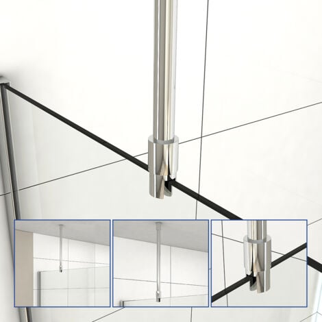 Meykoers Barre de fixation ronde au plafond 500mm douche verre Barre de stabilisation Tige ronde en acier inoxydable pour  6/8/10mm douche verre