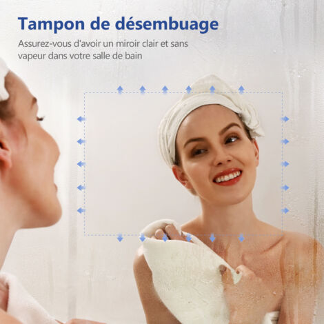 Meykoers Miroir de Salle de Bain 70x50cm Miroir LED Mural avec anti-buée, blanc froid et Blanc chaud éclairage, Interrupteur Mécanique