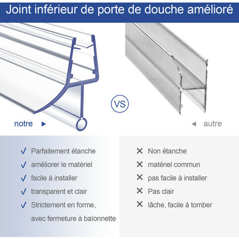 Porte Coulissante STEIGNER Joint De Douche Pour Paroi En Verre, 30cm, Vitre 3,5/4/5mm, Joint D 'étanchéité PVC Droit Pour Les Cabines De Douche Réctangulaires, UK06 Joint Porte Douche