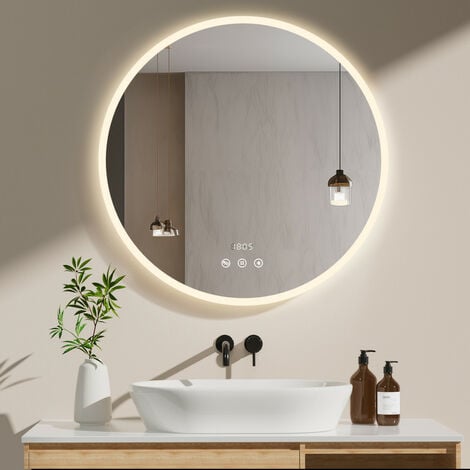 Miroir Lumineux à LED pour salle de bain LAIZERE 60x80 cm - Blanc -  Aluminium - Brillant - Contemporain - Design