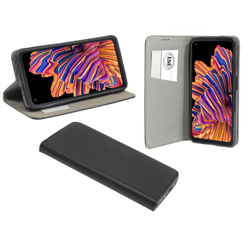 Buch Tasche Smart kompatibel mit Samsung Galaxy Xcover 6 Pro Handy Hülle  mit Standfunktion, Kartenfach Schwarz