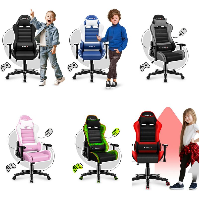 huzaro Ranger 6.0 Kinderstuhl Gaming Stuhl Bürostuhl Schreibtischstuhl  Verstellbare Armlehnen Ergonomisches Design Nackenkissen Lendenkissen Blau