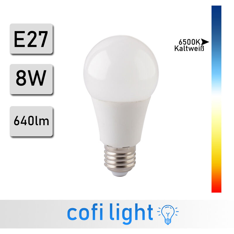 1 Stück Forever Light E27 LED A60 8W Glühbirne Lampe 6000K Kaltweiß 640  Lumen Leuchtmittel Strahler Glühlampe