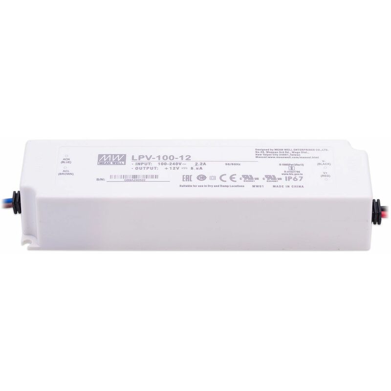 Mean Well LPV-100-12 LED Netzteil 102W 12V 8.5A IP67 Schaltnetzteil CV
