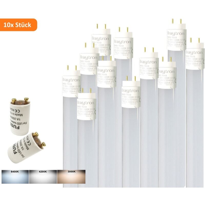10x 150cm LED Röhre G13 T8 Leuchtstofföhre Tube / 24W Kaltweiß (6500K) 2430  Lumen 270° Abstrahlwinkel /