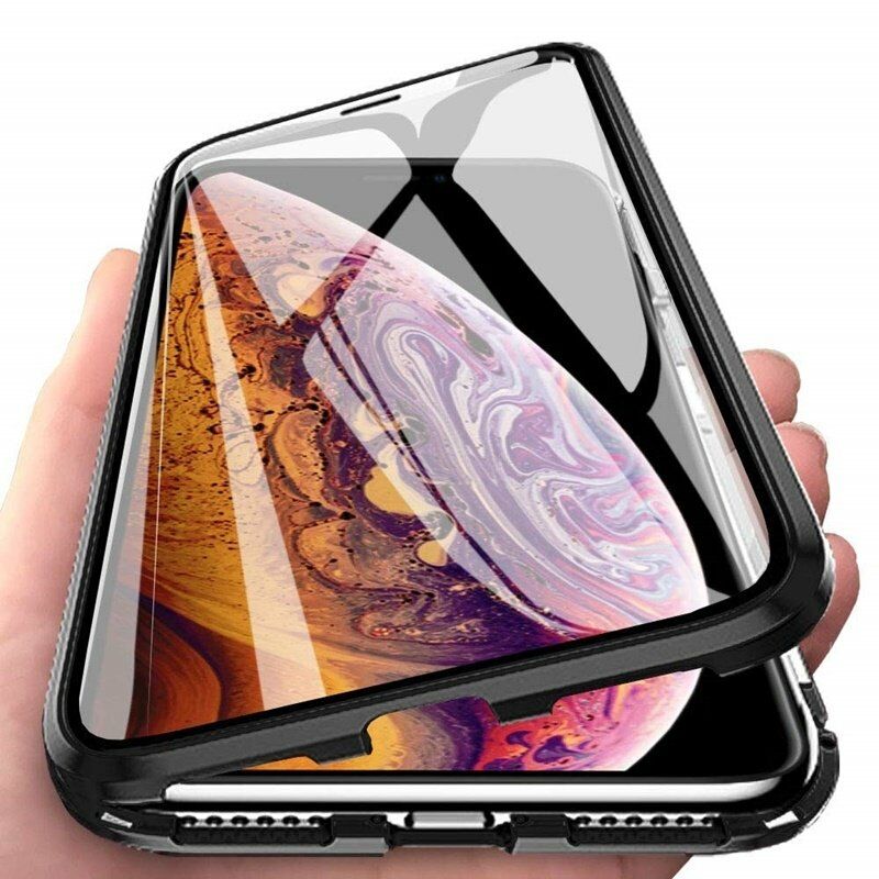 360° Magnet Slim Metall Case mit Schutzglas kompatibel mit Samsung