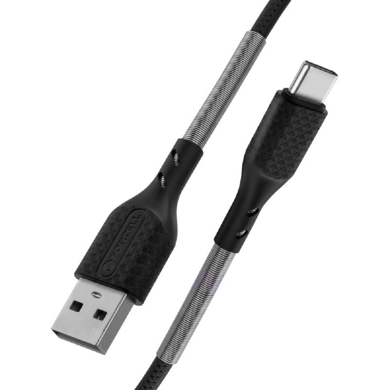 FORCELL Carbon Ladekabel USB auf Typ C QC3.0 3A CB-02B zum Aufladen und für  die Datenübertragung Schwarz 1 Meter