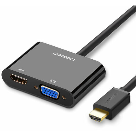 Ugreen mini HDMI (stecker) - VGA (buchse) / HDMI (buchse) + mini klinke 3,5mm (buchse) adapter schwarz (1/5)