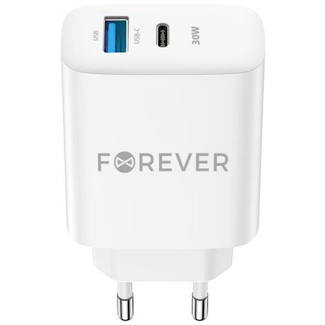 Forever TC-07-30AC PD QC Ladegerät 1x USB-C 1x USB 30W weiß (1/4)