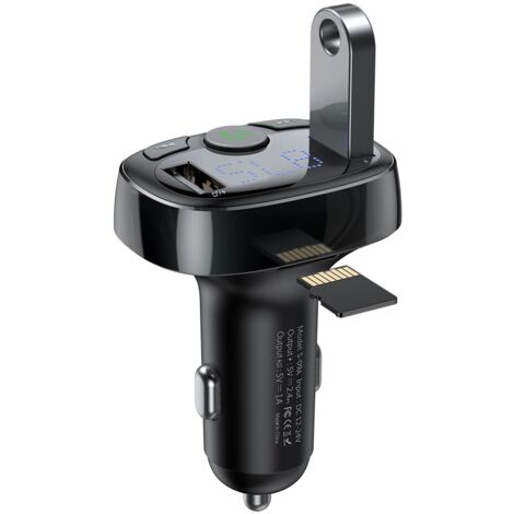 Bluetooth FM Transmitter TF SD Karte Auto Ladegerät 2x USB Schwarz (1/5)