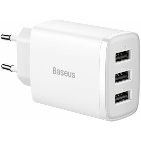 Baseus 17W Wandladegerät mit 3 USB-Anschlüssen – Schnellladen in Weiß (1/5)