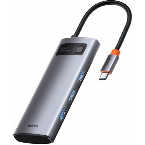 Baseus Metal Gleam Series multifunktionaler USB-HUB 5in1 USB Typ C PD 100W HDMI grau WKWG020013 (1/5)
