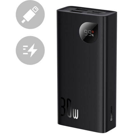 Baseus Adaman2 Powerbank mit Digitalanzeige 10000mAh 30W 2 x USB / 1x USB Type C Overseas Edition PD QC SCP schwarz (PPAD040101) (1/5)
