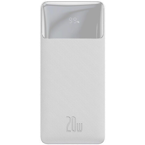 Baseus Bipow Schnelllade-Powerbank 30000mAh 20W weiß (Overseas Edition) + USB-A - Micro-USB-Kabel 0,25m weiß (PPBD050402)