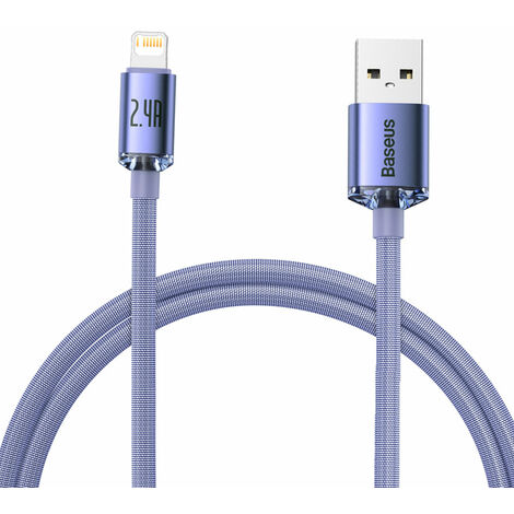 Kabel zum schnellen Laden und zur Datenübertragung USB Iphone Lightning 2.4A 1,2m lila (1/5)