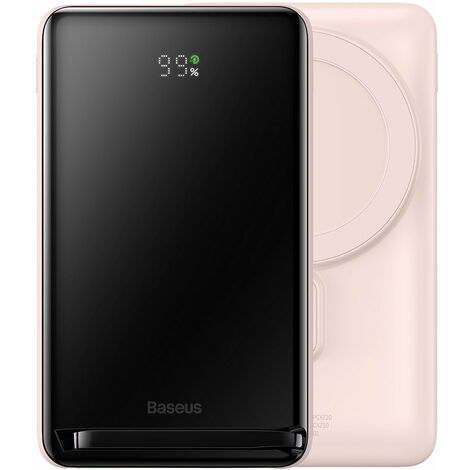Baseus Magnetic Bracket Powerbank mit kabellosem Laden MagSafe 10000mAh 20W rosa (PPCX000004) + USB Typ C Kabel Baseus Xiaobai Series 60W 0,5m