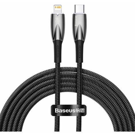 Baseus Glimmer Series Schnellladekabel USB-C – Lightning 480 Mbit/s PD 20 W 2 m schwarz (1/5)