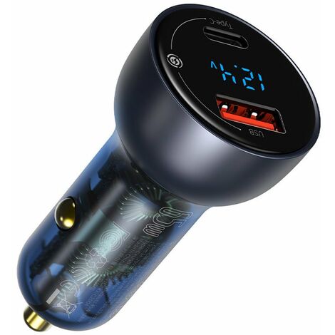 Baseus Auto-Ladegerät USB / USB Typ C 65 W 5 A SCP Quick Charge 4.0+ Power Delivery 3.0 LCD Bildschirm grau (CCKX-C0G) (1/5)