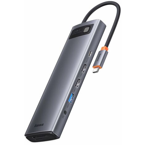 Baseus Metal Gleam multifunktionaler HUB USB Typ C 12in1 HDMI / DP / USB Typ C / Miniklinke 3,5 mm / RJ45 / SD (WKWG020213) (1/5)