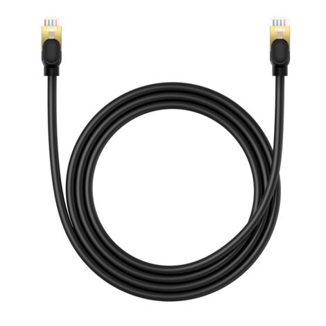 Baseus schnelles Netzwerkkabel RJ-45 Kat.8 40 Gbit/s 1,5 m rund – schwarz (1/5)