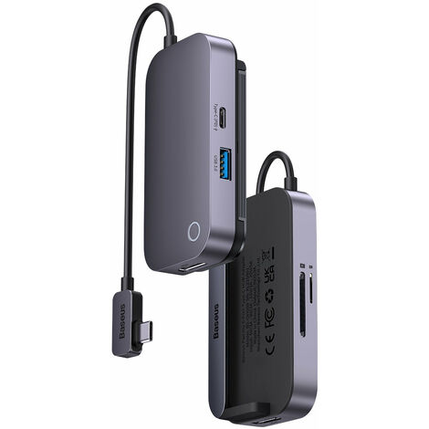 6in1 PadJoy HUB USB Port Splitter für Tablet Smartphone USB-C HDMI SD TF Dunkelgrau (1/5)