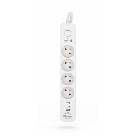 4-fach Steckdosenleiste + 3xUSB A 3 Meter 3×1,5mm² H05VV-F 16A/250V (1/3)