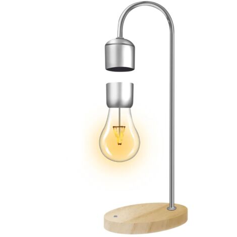Nacht-/Schreibtischlampe mit Magnetschwebebahn + induktivem Ladegerät Silber (1/5)