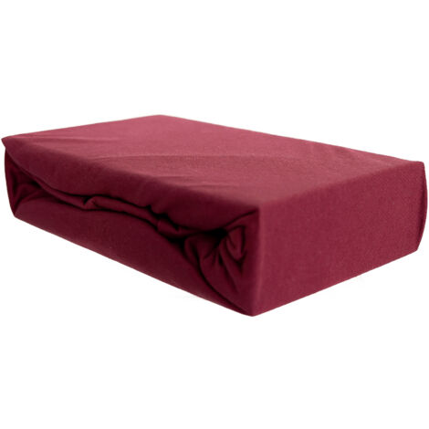 Jersey Spannbettlaken, 100% Baumwolle, 90-100x200 cm + 25 cm Rundumgummizug Bordeaux (1/5)