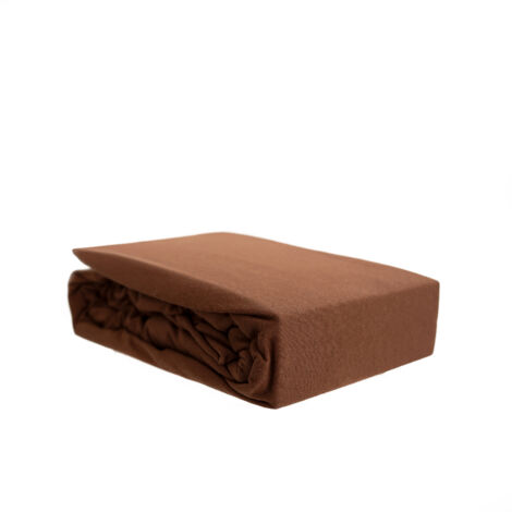 Jersey Spannbettlaken 100% Baumwolle 120-130x200 cm + 25 cm Rundumgummizug Braun