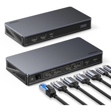 Ugreen CM615 USB-C, DisplayPorrt, HDMI, RJ45 Multifunktionsadapter – Grau mit USB-C Kabel (1/5)