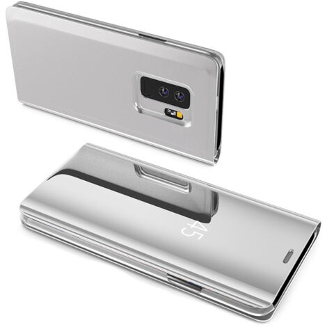 Smart View Spiegel Mirror Smart Cover Schale Etui kompatibel mit Samsung Galaxy A55 5G Schutzhülle Tasche Case Schutz Clear Silber