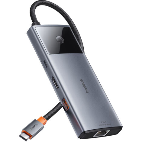 USB-HUB 6in1 Baseus Metal Gleam Series II USB-A/USB-C/USB-C PD/HDMI/RJ45 – schwarz (1/5)