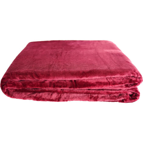 Kuschelige Decke 220x240 cm Fleecedecke Wohndecke aus Polyester Tagesdecke Bordeaux (1/5)