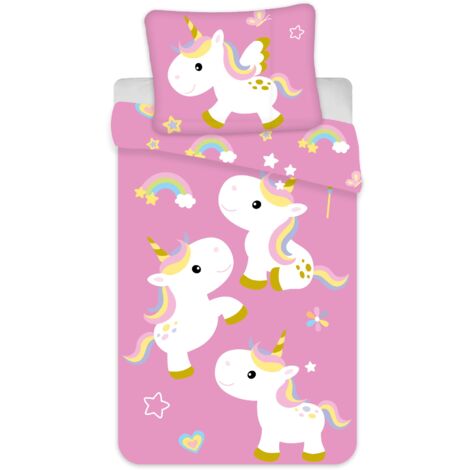 Unicorn Bettwäsche Einhorn-Motiv Bettbezug 135x200 cm + Kopfkissenbezug 80x80 cm Kinder-Bettwäsche-Set (1/3)
