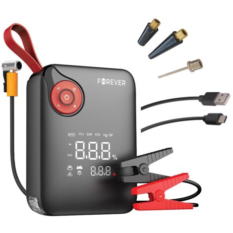 4 in 1 Starthilfe 7200 mAh mit Kompressor von 150PSI und einer LED-Taschenlampe