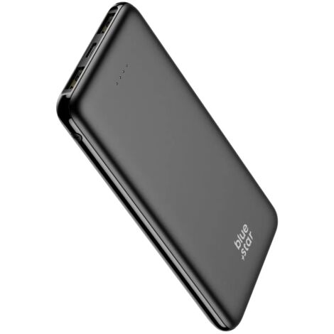 Powerbank 10000 mAh 2A in Schwarz, USB-A, USB-C & Micro-USB Anschlüsse (1/2)
