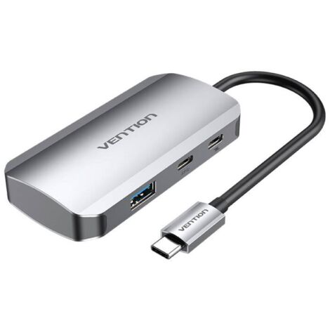 Hub USB Tipo-C Vention TNDHB/ 3xUSB/ 1xUSB Tipo-C/ 1xUSB Tipo-C PD (1/2)