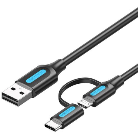 Kabel 2in1 USB 2.0 auf USB-C/Micro USB - USB-Adapter-Kabel 1m (schwarz)