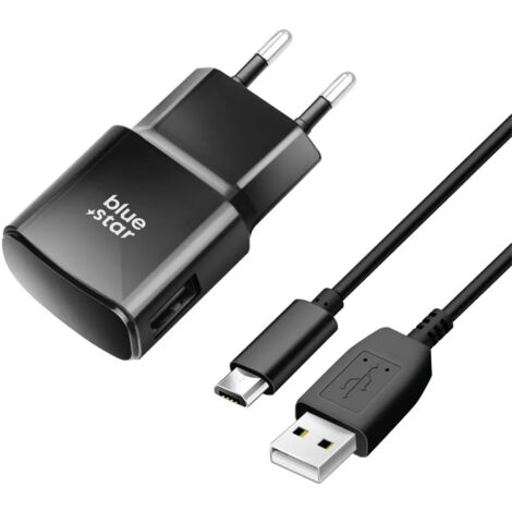 USB A Wandladegerät + USB A auf Micro USB Kabel 2A 10W in Schwarz (1/4)