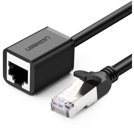 Ugreen Verlängerungskabel Ethernet RJ45 Cat 6 FTP 1000Mbps 1m Verbinder Adapter Netzwerk Ethernet-Kabel Schwarz