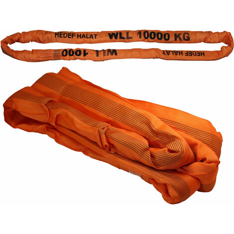Rundschlinge 10000kg Tragkraft, 4m Umfang, endlos mit Polyesterkern,  Hebegurt Hebeband, Orange