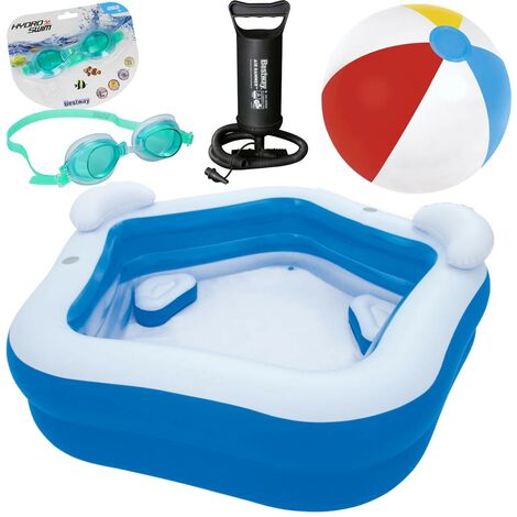 Kinderpool-Set für den Garten 4IN1 Familien-Gartenpool, elektrische Batteriepumpe, Kinder-Tauchbrille, Großer Strandball