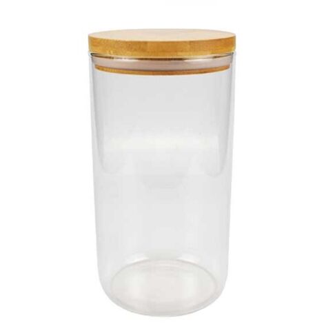 Aufbewahrungsglas Vorratsglas Aufbewahrungsdose Glasbehälter mit Holzdeckel Rund 1200 ml